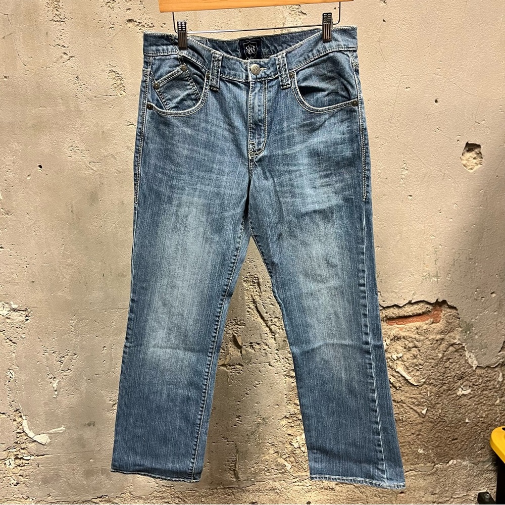 Rock & Republic Light Wash Straight Leg Embroidered Y2K Pocket Jeans 34x32 90s